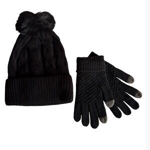 Women’s Knit Beanie & Touchscreen Gloves Set | Warm Winter Acrylic